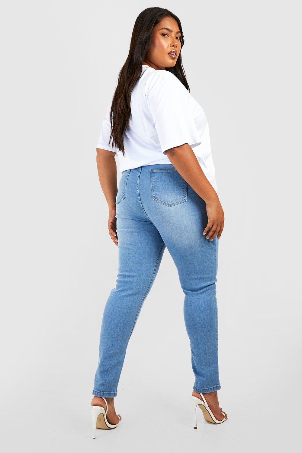 Plus size high hot sale rise skinny jeans